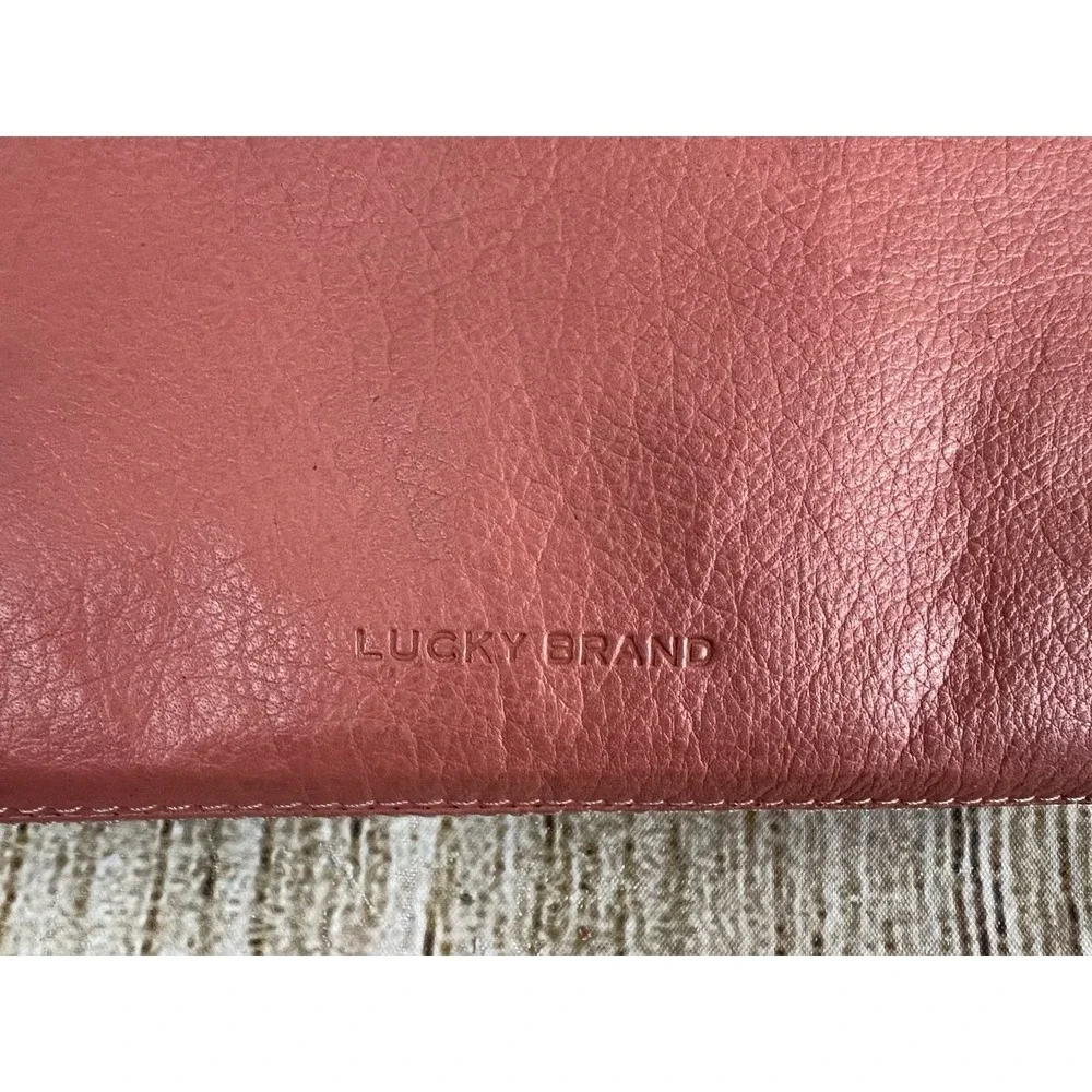 Lucky Brand Rela Pink Leather Crossbody‎ Fold Over Convertible Wallet Hobo Bag